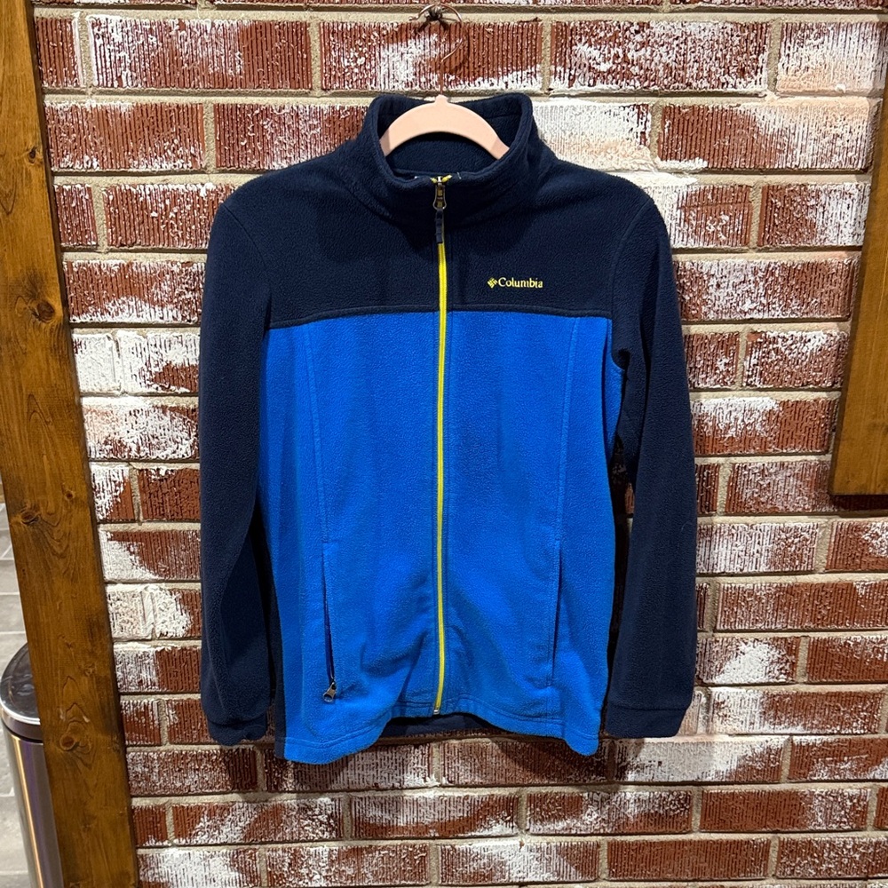 Columbia Kids' Long Sleeve Fleece Blue, Yellow and Navy Zip-Up Jacket Boys Large